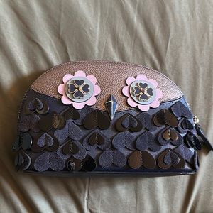 Leather Kate Spade Medium Dome Cosmetic   Blue, Gray and Lilac Penguin